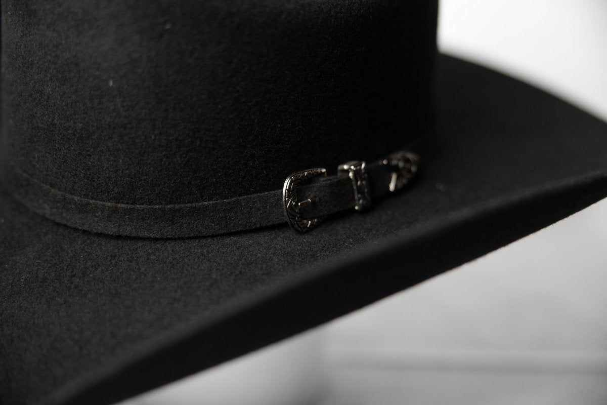 Black flat top cowboy hat on sale